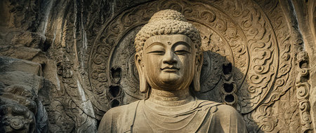 Buddha statue in Longmen Grottoesの素材