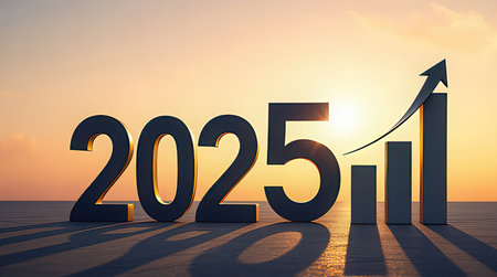 New year 2015 concept. 3d render of graph with growth arrowの素材