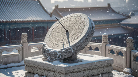 The sundial on the roof of the Forbidden City in Beijing, China
