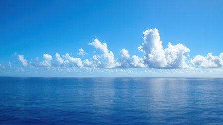 Beautiful seascape with blue sky and white clouds over seaの素材