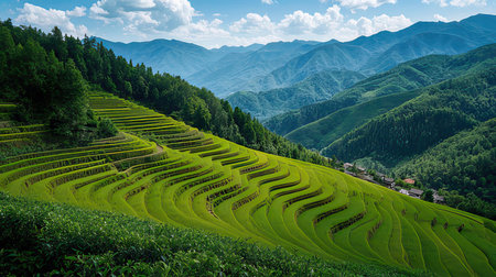 Terraced rice fields in the countryside of Sapa, Vietnamの素材