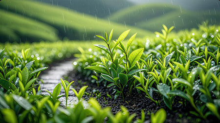 Tea Plantation in the morning, Chiang Rai Province, Thailandの素材