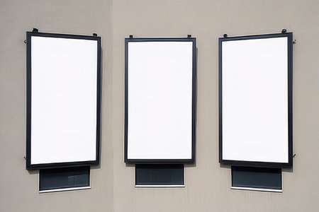 Three blank billboard on the wall. Mock up, 3D Renderingの素材