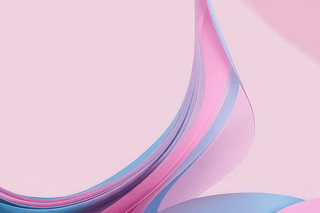 abstract background with pink and blue curved paper layers - 3d illustrationの素材