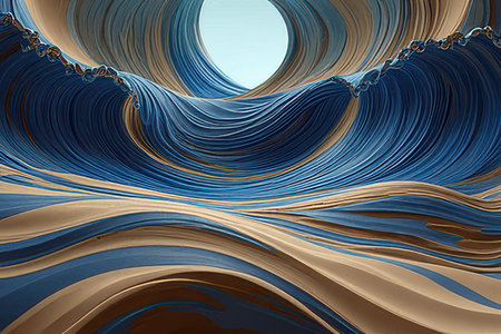 abstract background with blue and brown waves in the form of a spiralの素材