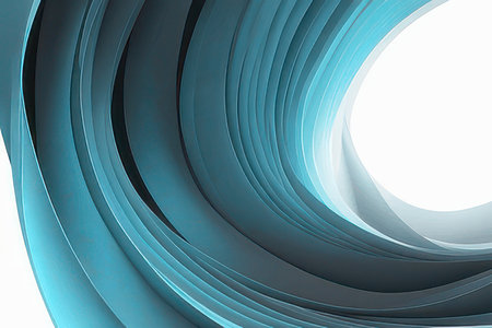 abstract background with blue curved lines on white, 3d renderの素材