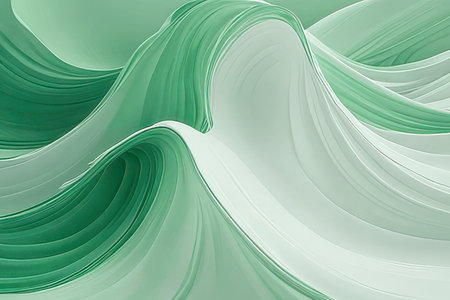 abstract background with smooth lines in green and turquoise colorsの素材