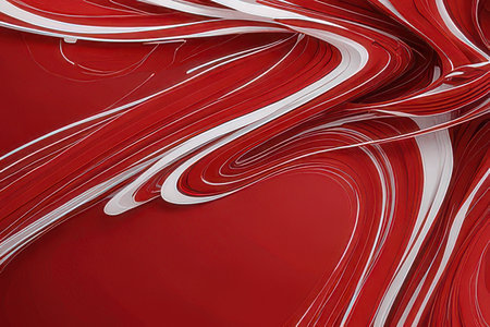 Abstract red and white wavy background. 3d rendering, 3d illustration.の素材
