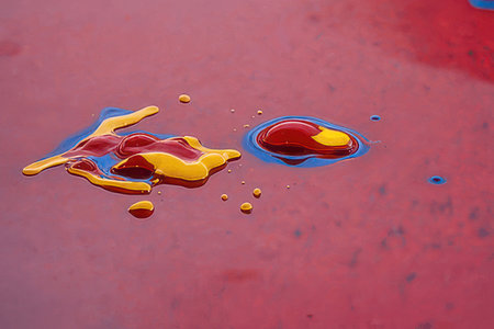 Drops of water on the surface of the oil. Abstract backgroundの素材