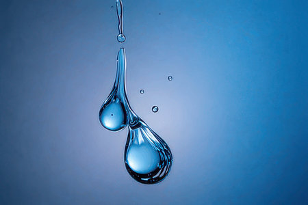Water drop on a blue background. Water splash. 3d renderingの素材