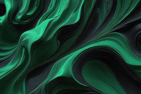 abstract background with smooth lines in green and black colors, digitally generated imageの素材