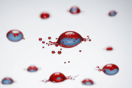 3d render of a group of blood cells in a white backgroundの素材