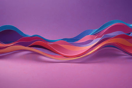 Abstract colorful wavy background. 3d render illustration. Minimal style.の素材