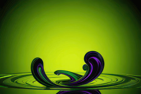 abstract background with waves and water ripples on a green backgroundの素材