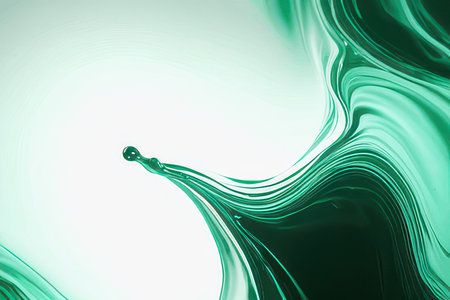 abstract green background with some smooth lines in it and a drop of waterの素材