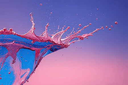 Splash of water on a blue background. 3d rendering, 3d illustration.の素材