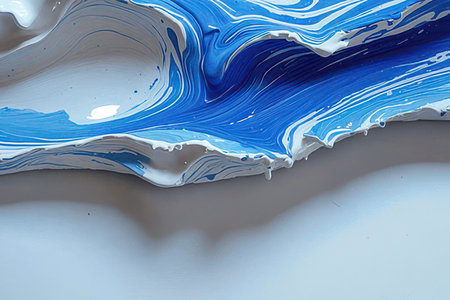 blue and white acrylic paint texture on white background, abstract acrylic paintingの素材