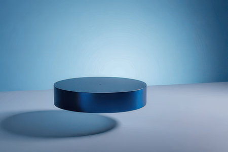 Blue round podium on blue background. 3d rendering. Mock upの素材