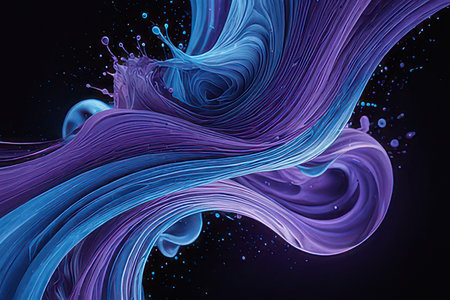 abstract background with blue and purple splashes. 3d renderingの素材