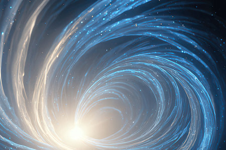 abstract background with blue rays and stars, computer generated abstract backgroundの素材