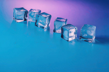 Ice cubes on a blue background. Ice cubes on a blue background.の素材