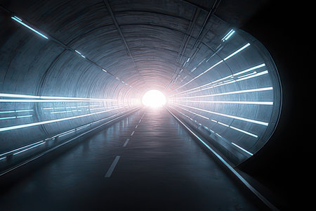tunnel with light in the end of the tunnel. 3d renderingの素材