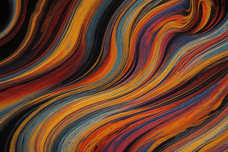 abstract background with a wavy pattern in orange, yellow and blackの素材