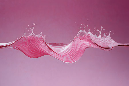 Water splash on a pink background. 3d rendering, 3d illustration.の素材