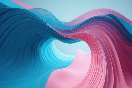 Abstract 3d rendering of wavy blue and pink background. Creative design for banner, poster, cover or flyer.の素材