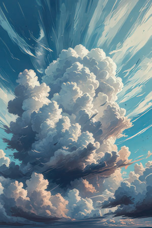 3D illustration of a big cloud in the blue sky. Storm.の素材