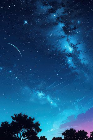 Night sky with stars and nebula.の素材