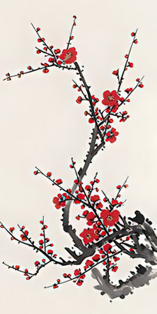Plum blossom in japanese sumi-e styleの素材