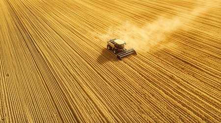 Combine harvester working on wheat field. Combine harvester working on wheat field.の素材