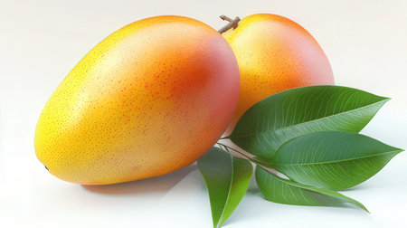Mango fruit isolated on white background with clipping path and full depth of fieldの素材