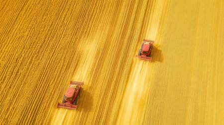 Combine harvester working on the large wheat field. Combine harvester working on the large wheat field.の素材