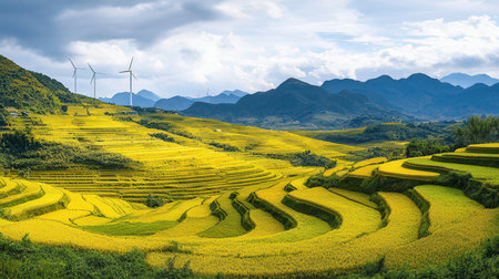 Terraced rice field landscape.の素材