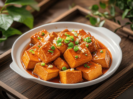 Sweet Tofu in sweet and sour sauce.の素材