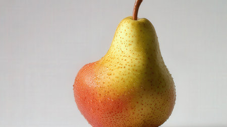 pear with water droplets on a white background, close-upの素材