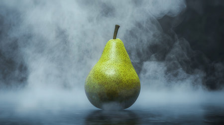 pear on a dark background with smoke. 3d rendering.の素材