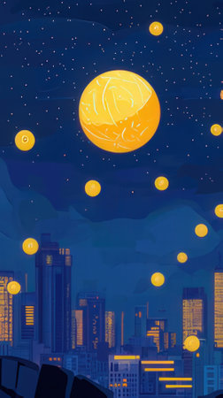 Cute panda with balloon. Vector illustration in cartoon style.の素材