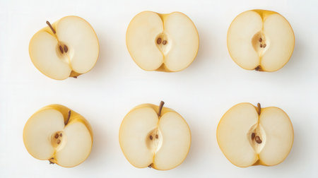 Sliced apple on white background. Flat lay, top viewの素材