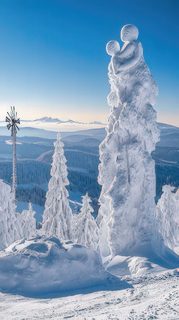 Beautiful winter landscape in the Carpathians, Ukraine, Europeの素材