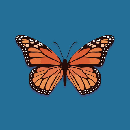 Butterfly icon. Vector illustration of a butterfly isolated on blue background.のイラスト素材