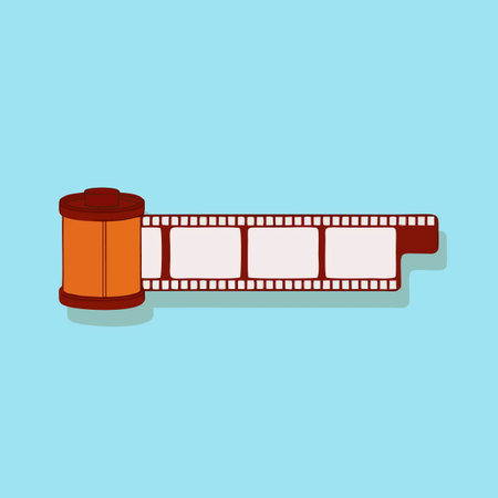 Cinema film strip on a blue background. Vector illustration.のイラスト素材