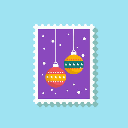 Christmas stamp with Christmas balls. Vector illustration, eps 10.のイラスト素材