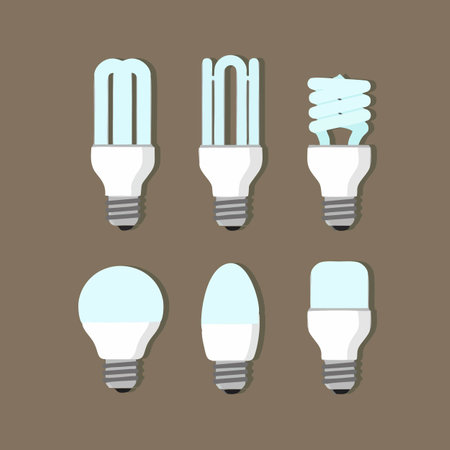 Set of light bulbs. Vector illustration. Isolated on brown background.のイラスト素材