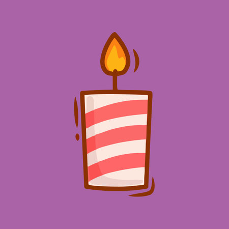 Candle icon in flat style on purple background. Candle vector illustration.のイラスト素材