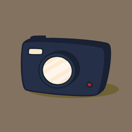 Camera icon in flat style. Vector illustration. Camera isolated on brown background.のイラスト素材