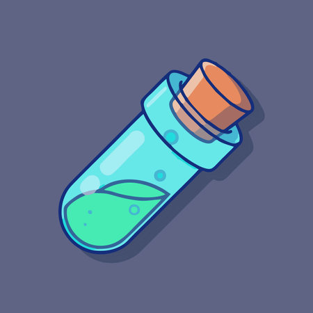 Flat icon of test tube with green liquid. Vector illustration.のイラスト素材