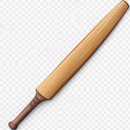 Wooden baseball bat isolated on transparent background. Realistic vector illustration.の素材